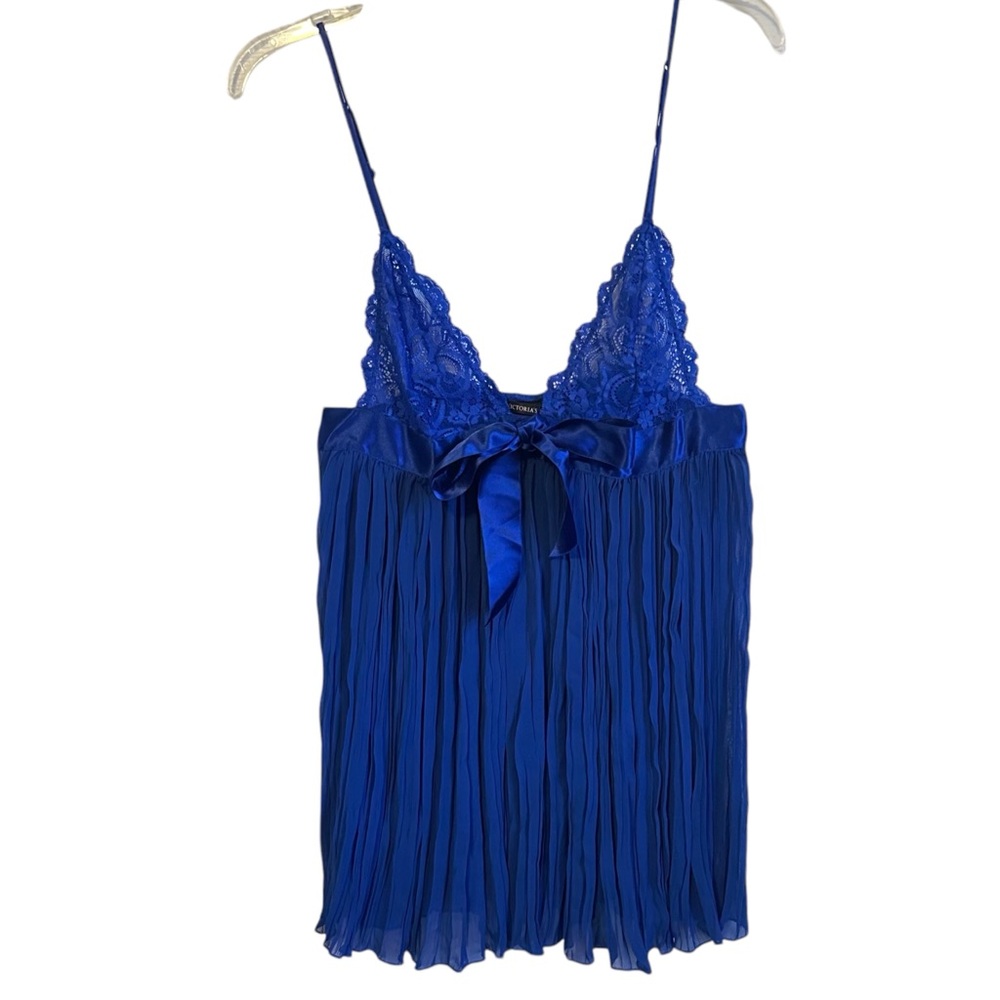 Victoria’s Secret Royal Blue Accordion Pleat Nightie Nightgown Sleep Wear Medium